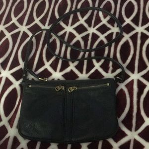 Fossil black leather cross body bag purse